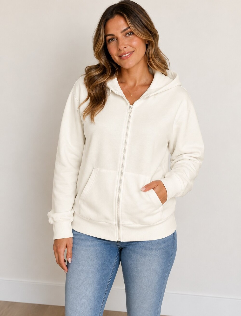 NWT G4Free Ivory Full Zip Hoodie Size L